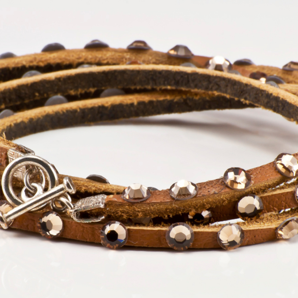 Swarovski and Leather wrap bracelet